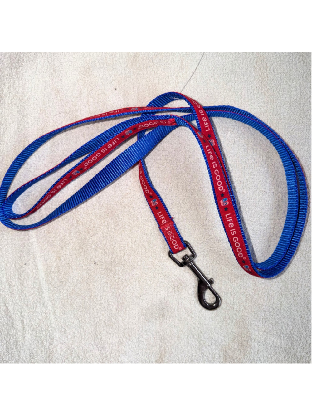 NWOT Life Is Good Red White Blue Parriotic Flip Flops/Stars 60" Pet Dog Leash
